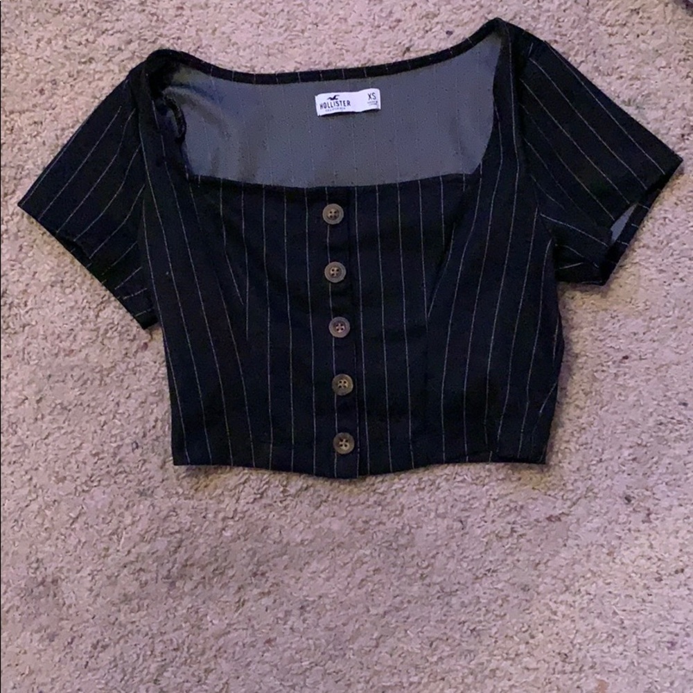 Striped square neck crop top